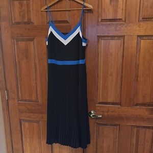 Banana Republic Black and Blue Chevron Midi Dress